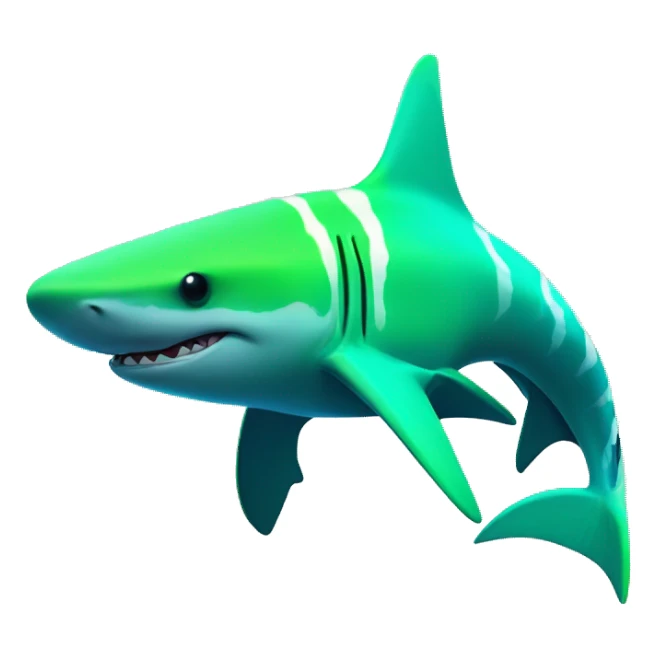 Fluorescent green colored hammerhead shark with blue zebra stripes  sticker