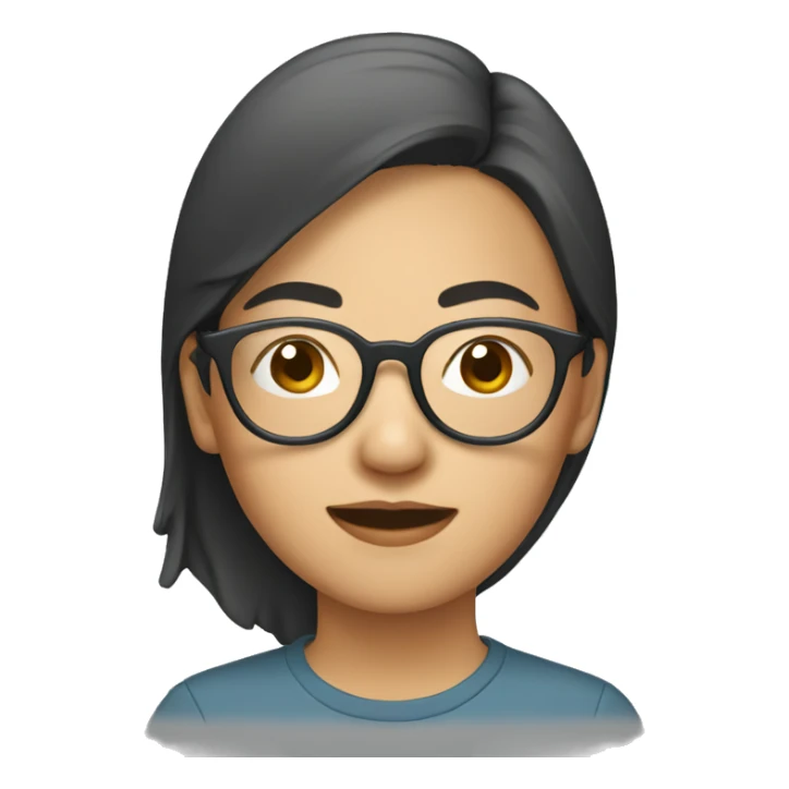 An Asian woman wears round glasse sticker