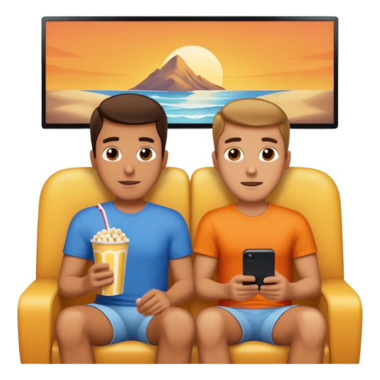 Two guys watching a movie at home sticker