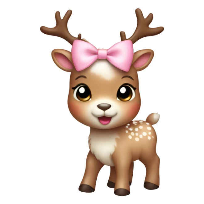 cute baby reindeer with  light pink bow sticker