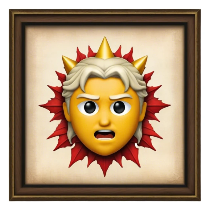 Cinematic Realistic Game of Thrones Pop Culture Emoji, featuring a dramatic, epic portrayal inspired by the fantasy series rendered with rich textures and cinematic lighting. sticker