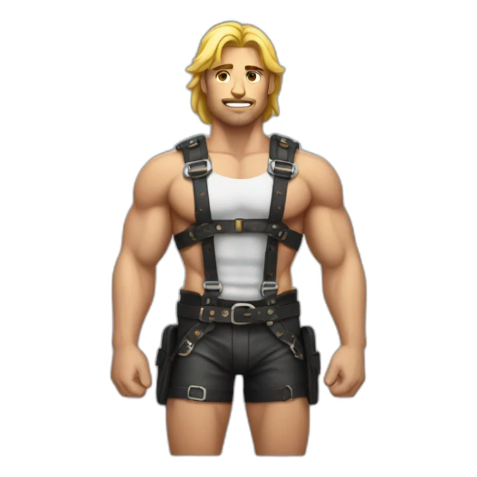 Muscular Male in leather harness sticker