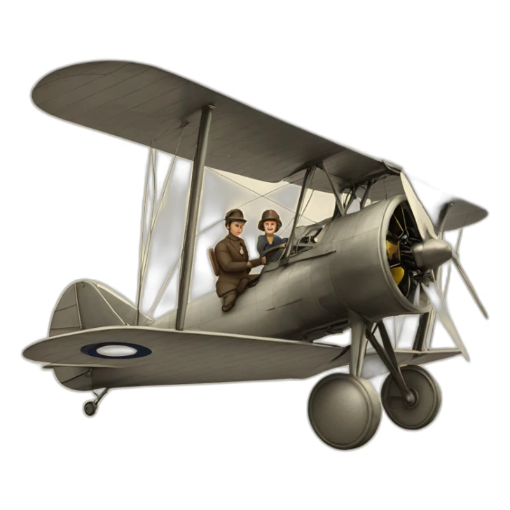 Early 20th century Monoplane with 2 people in sticker