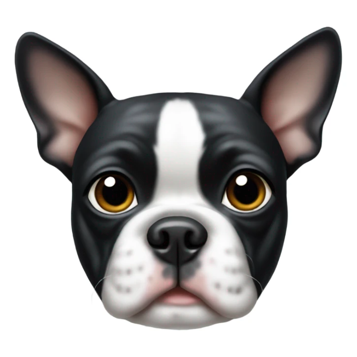 boston terrier with black dot on the top of head sticker