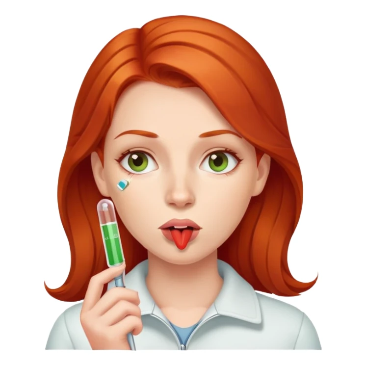 Redhead woman with thermometer in her mouth sticker