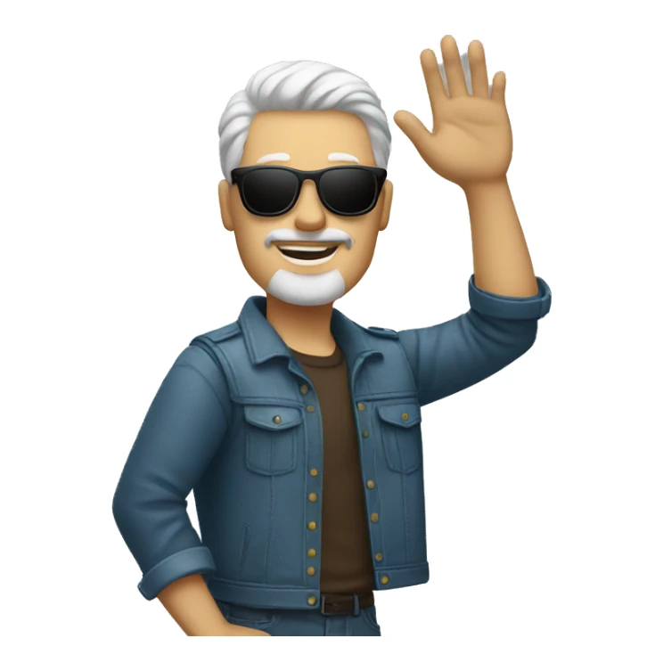 cool white man standing on scene in sunglasses and raising one hand sticker