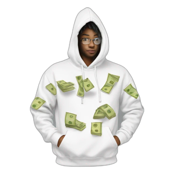 team working money white hoodie iridescente light sticker