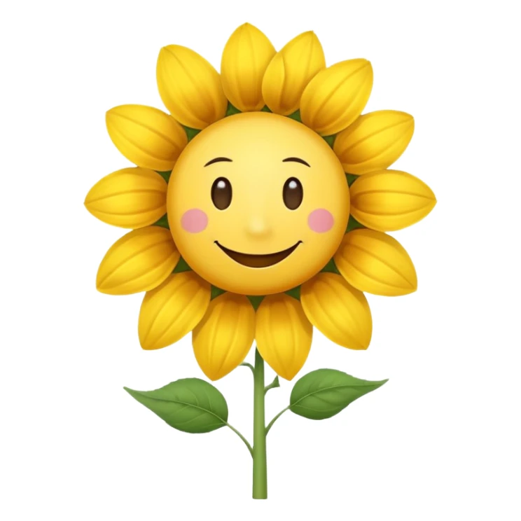 make a sunflower with a white disc in the middle with a smiley face, make it have 6 yellow petals and remove the cheeks nose and eyebrows sticker