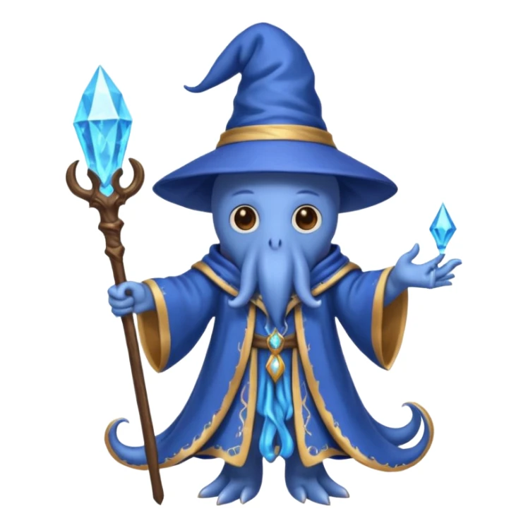 The blue octopus wizard of Dungeons and Dragons sticker