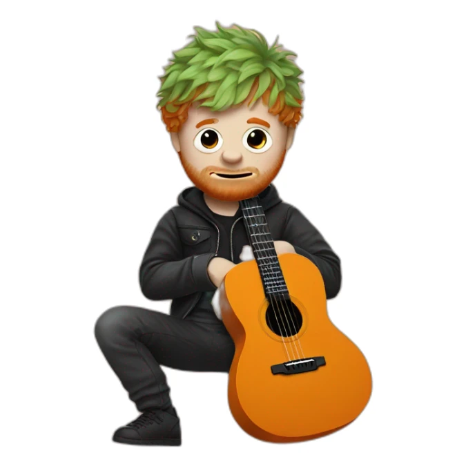 ed sheeran with his guitar disguised with a halloween costume sticker