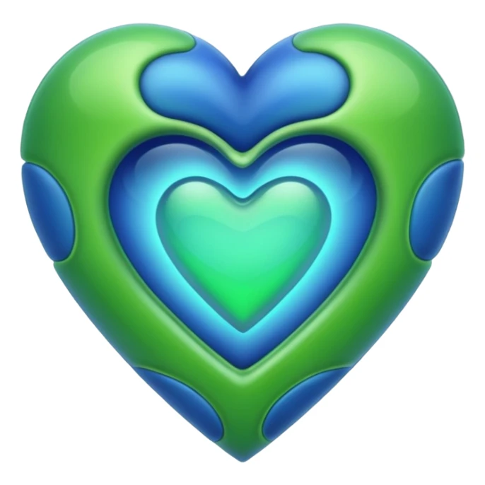 Blue ameba romantic heart green photosynthesis cells alien love heart sticker