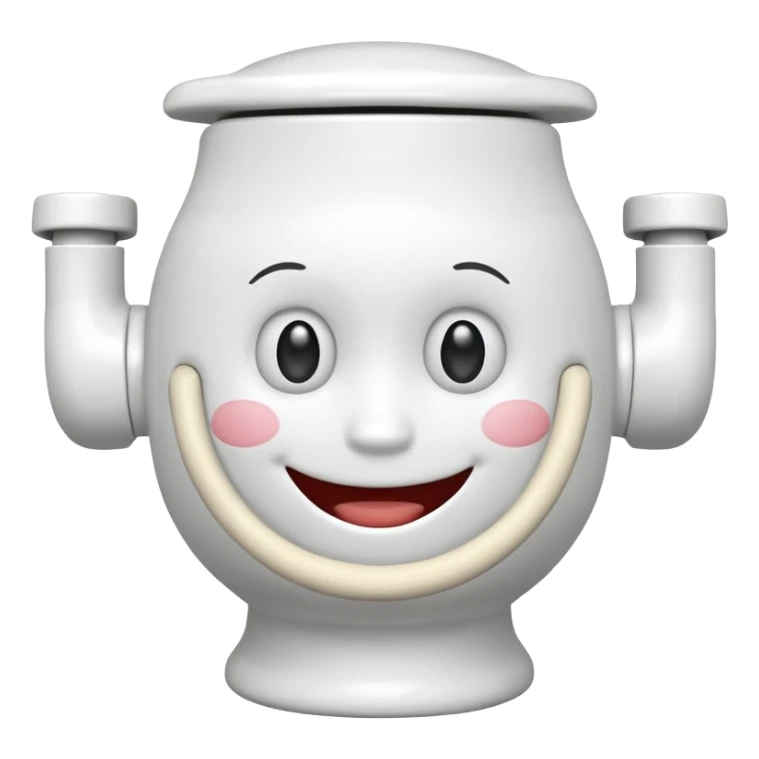 arafed toilet with a smile on the lid and arms sticker