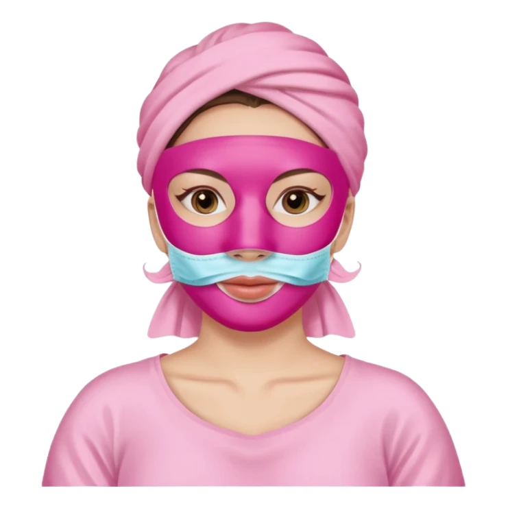 Lady with pink face mask spa beauty full face relaxing sticker