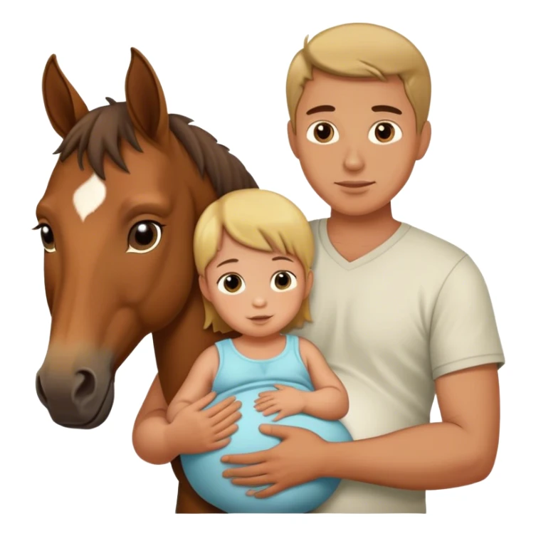 Pregnant man with a baby horse sticker