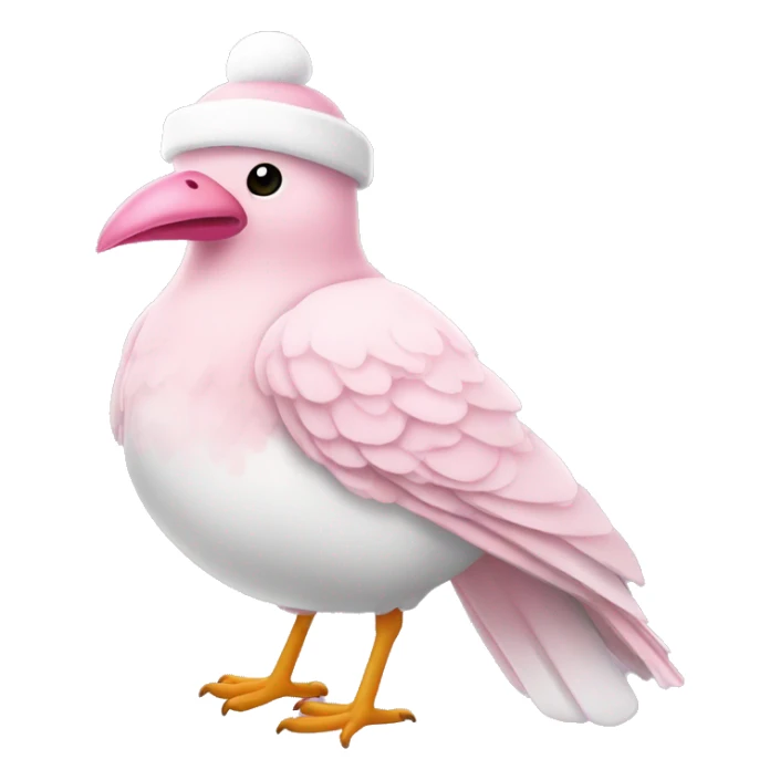 light pink beautiful magestic bird wearing light pink and white christmas hat  sticker