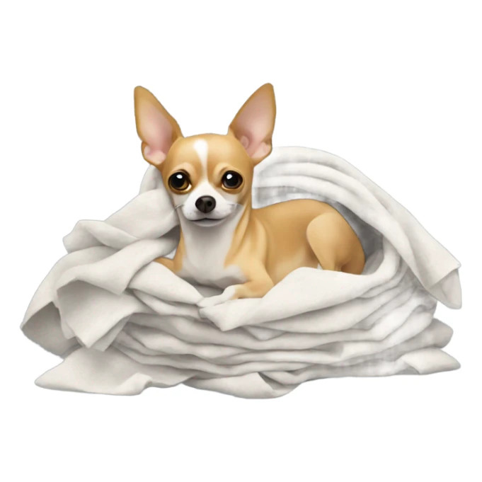 Chihuahua laying in a pile of laundry sticker