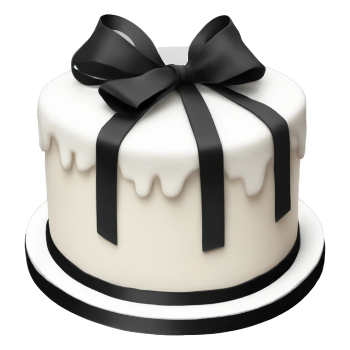 white birthday cake with black ribbons  sticker