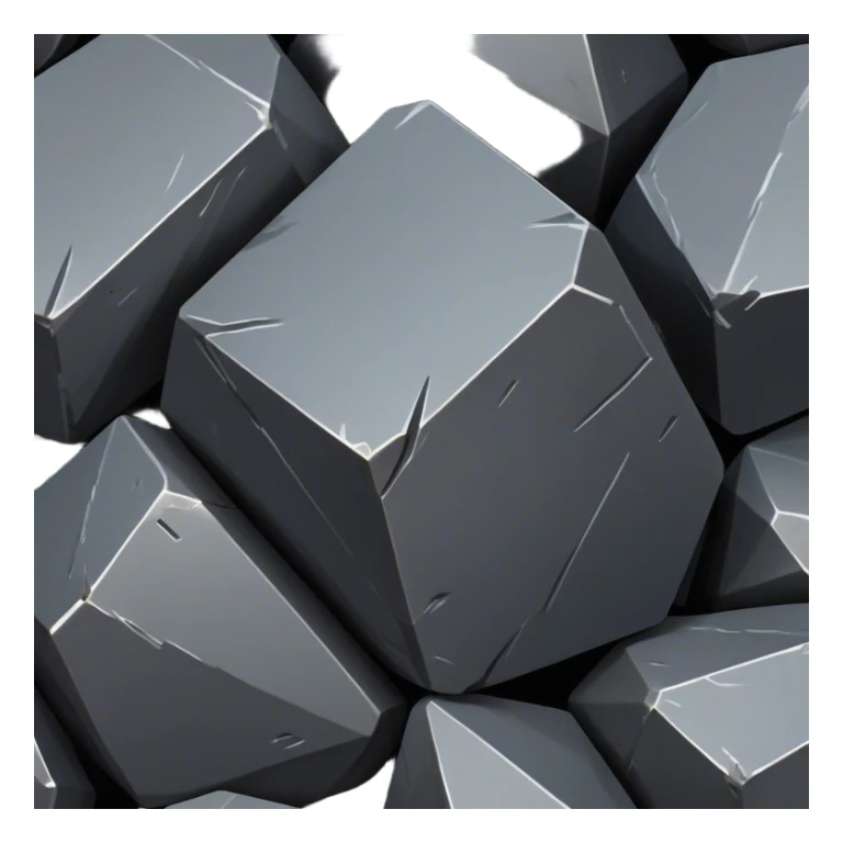 Cinematic Realistic Iron Ore, Strong and solid, with a dark, heavy surface marked by sharp angles and a faint metallic sheen. The deep gray color radiates durability and strength, while soft reflections show off the rugged texture. Soft glowing outline, capturing the essence of resilience and rugged strength in raw iron ore. sticker