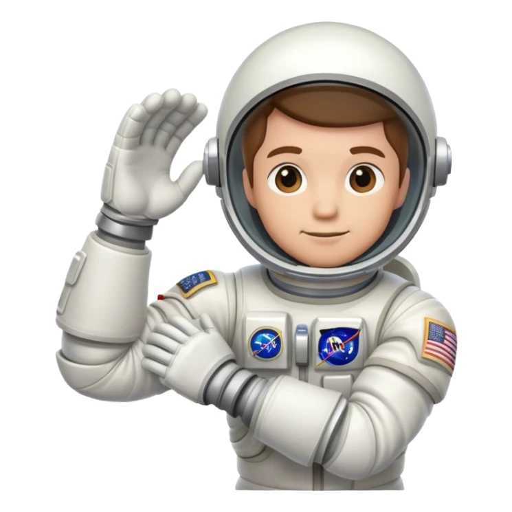 flexed biceps arm with white sleeve and astronaut gloves sticker