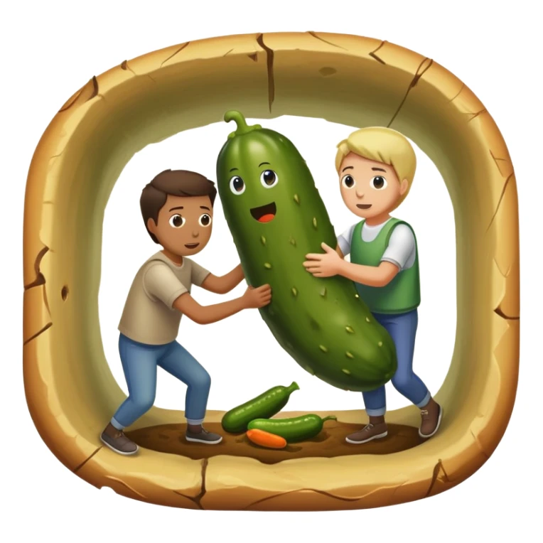 person pulling someone else dressed in a pickle out of a hole and saving them sticker