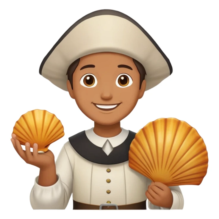 concha del Camino de Santiago con una peregrina sticker