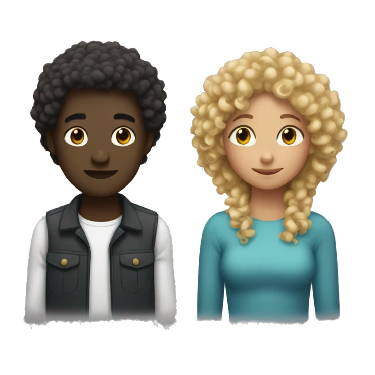 dark skin man hugging light skin female with curly hair sticker