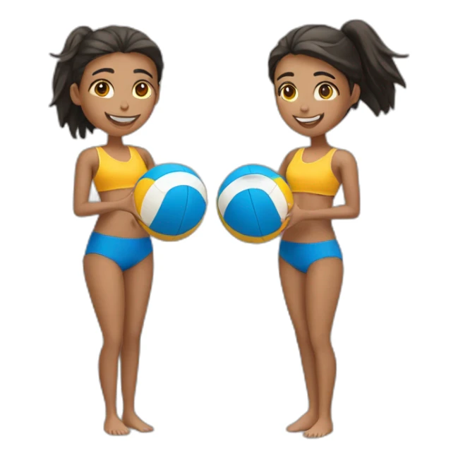 2 girls playing beach volley close body view sticker