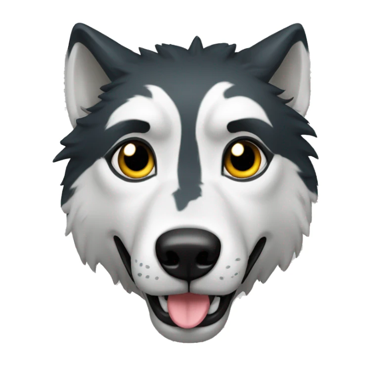 lobo preto de olhos azuis sorrindo sticker
