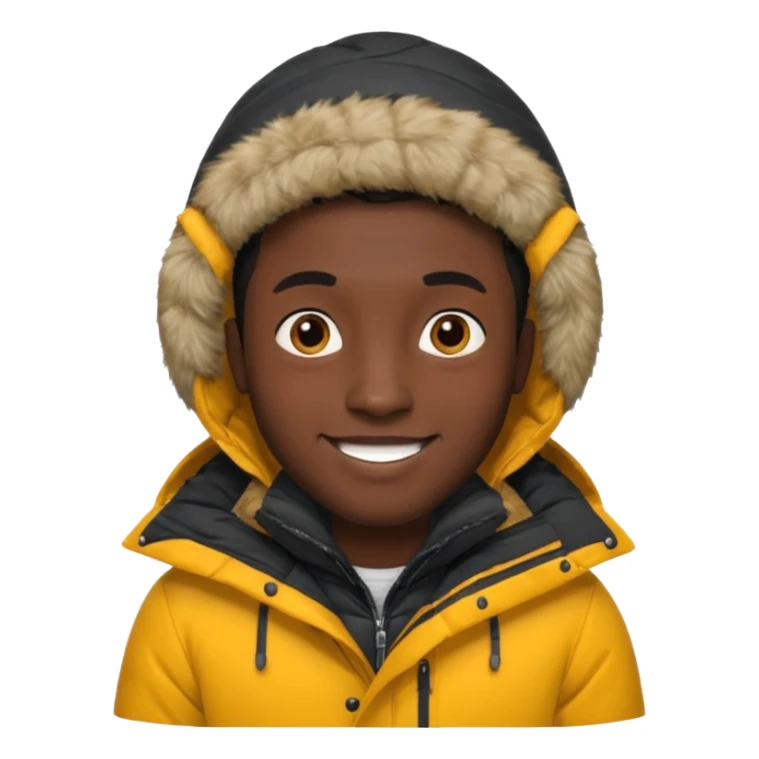 man in parka, black face. sticker