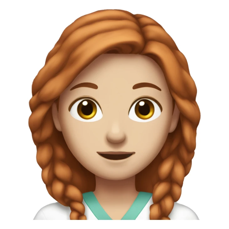 white girl. long auburn hair. Scrubs.  sticker