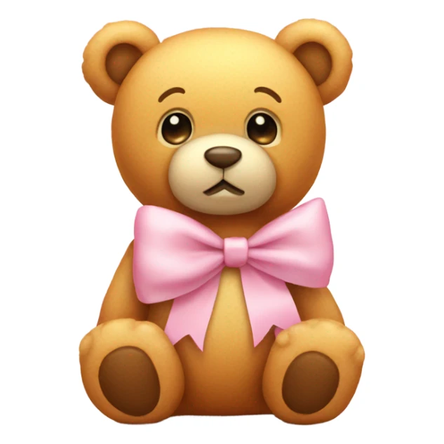 honey colored teddy bear with pastel pink bow sticker