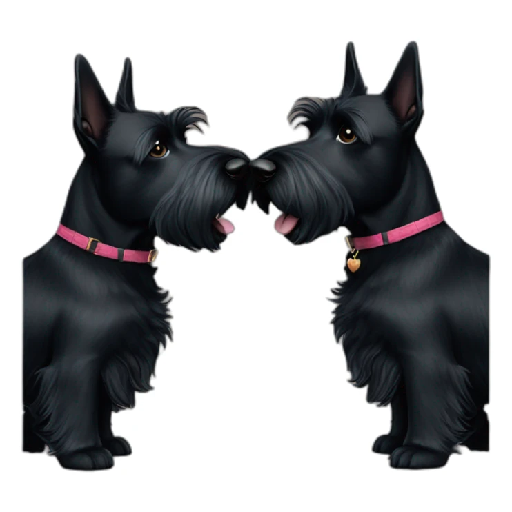 Two black Scottish terrier kissing one male one female sticker