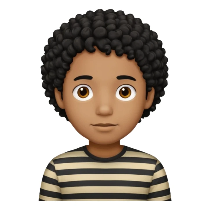 CURLY HAIR BLACK BOY KID IN STRIPES sticker