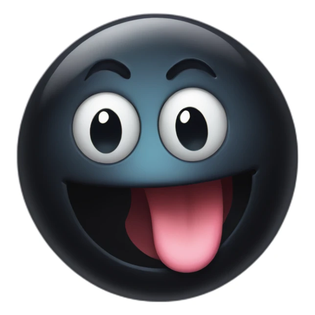 A black hole with a playful face and a tongue sticking out a smile sticker