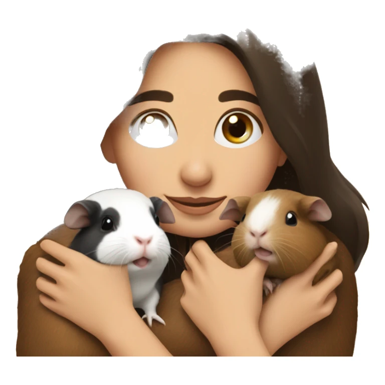 brunette woman hugging two guinea pigs sticker