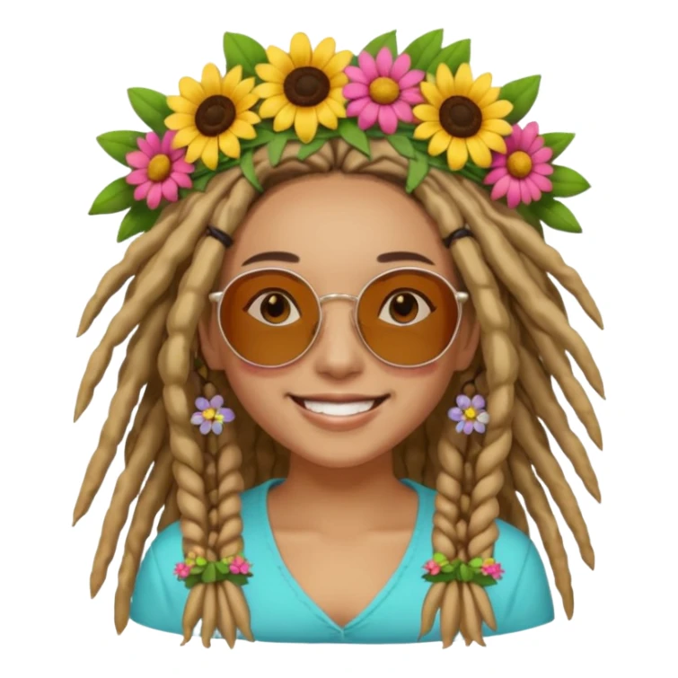 Woman with dreadlocks, round sunglasses, and flower crown.


























 sticker
