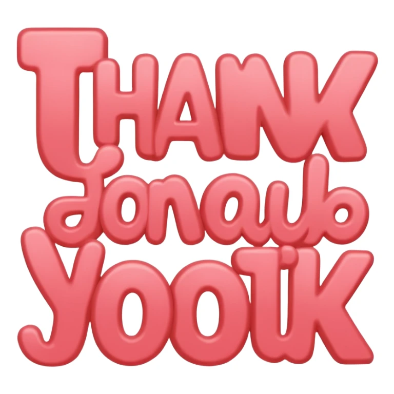 the words "thank you" in coral pink sticker