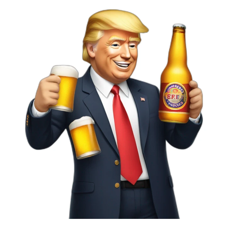 Donald Trump qui boit de la bière sticker