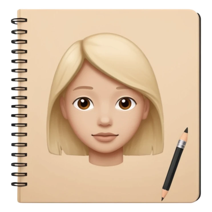 portre skecth on sketch book, with pencil sticker