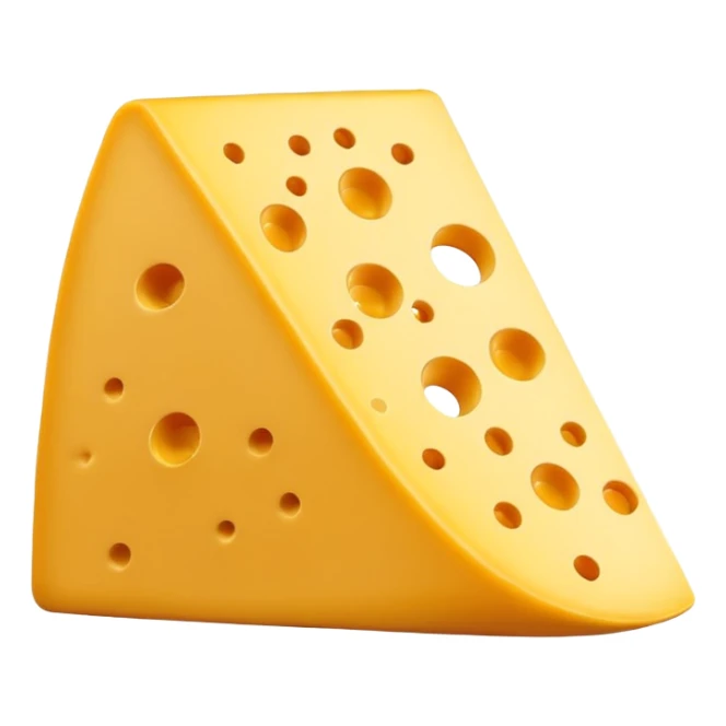 A 3D cartoon cheese wedge with holes, bright yellow tone, Memoji-style. sticker