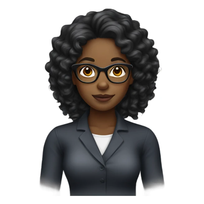 black girl with long deep wave hair and glasses  sticker