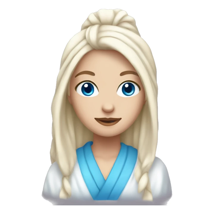 White Girl with blue eyes & hair towel on and robe  sticker