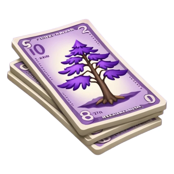 purple bank notes with darker purple pine logo on it sticker