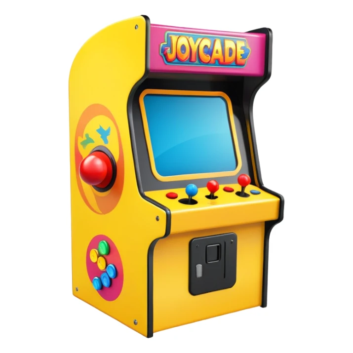 A colorful classic arcade cabinet with joystick and buttons sticker