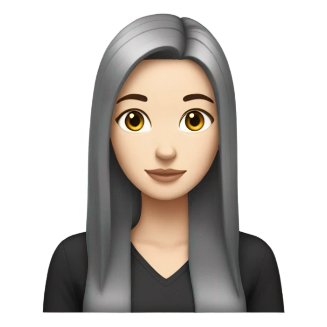 White girl with sleeping Chinese hair with a gray cat sticker