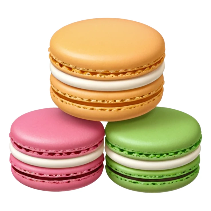 Macarons de colores, café, rosa, blanco y verde, sin plato sticker
