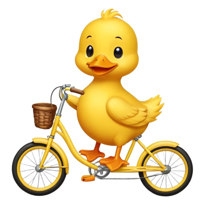 Cute little yellow duck riding a bike sticker