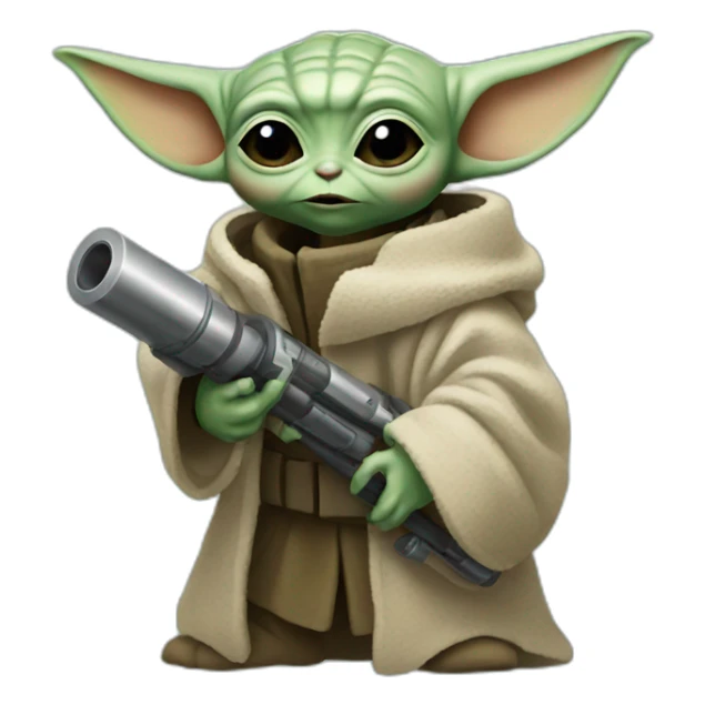 baby yoda with rocket launcher sticker