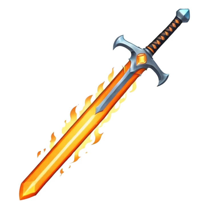 Flaming magic sword — fiery aura and sparks sticker