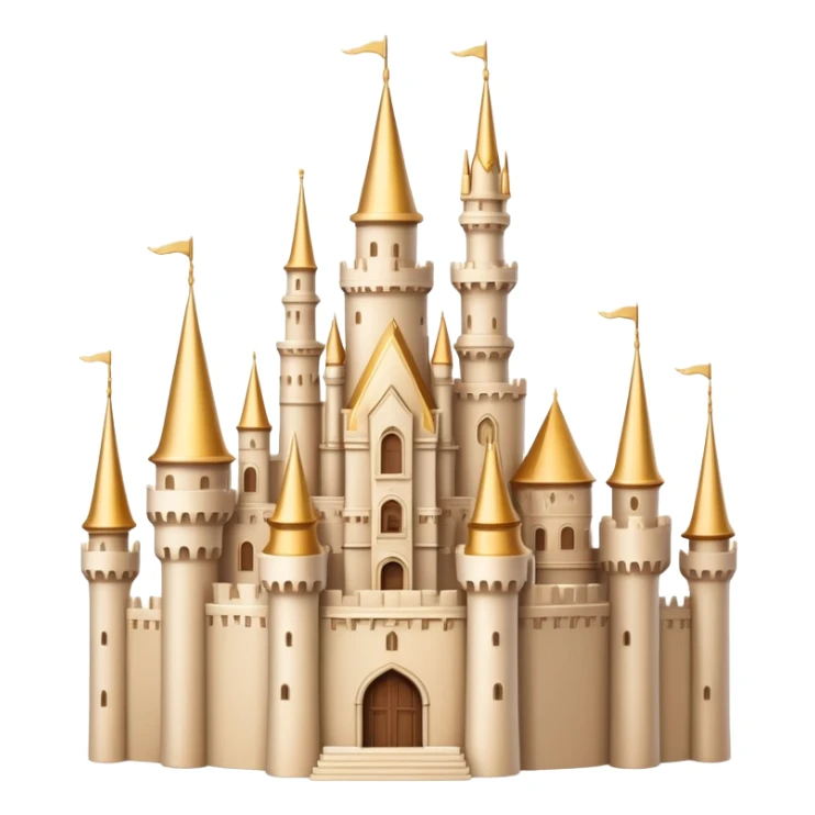 Beige Fantasy castle with golden spires and cream colored walls sticker